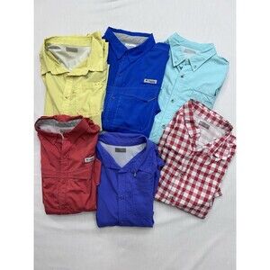 Columbia PFG Men’s Fishing Shirts Lot Of 6 Short Sleeve Assorted Colors XL